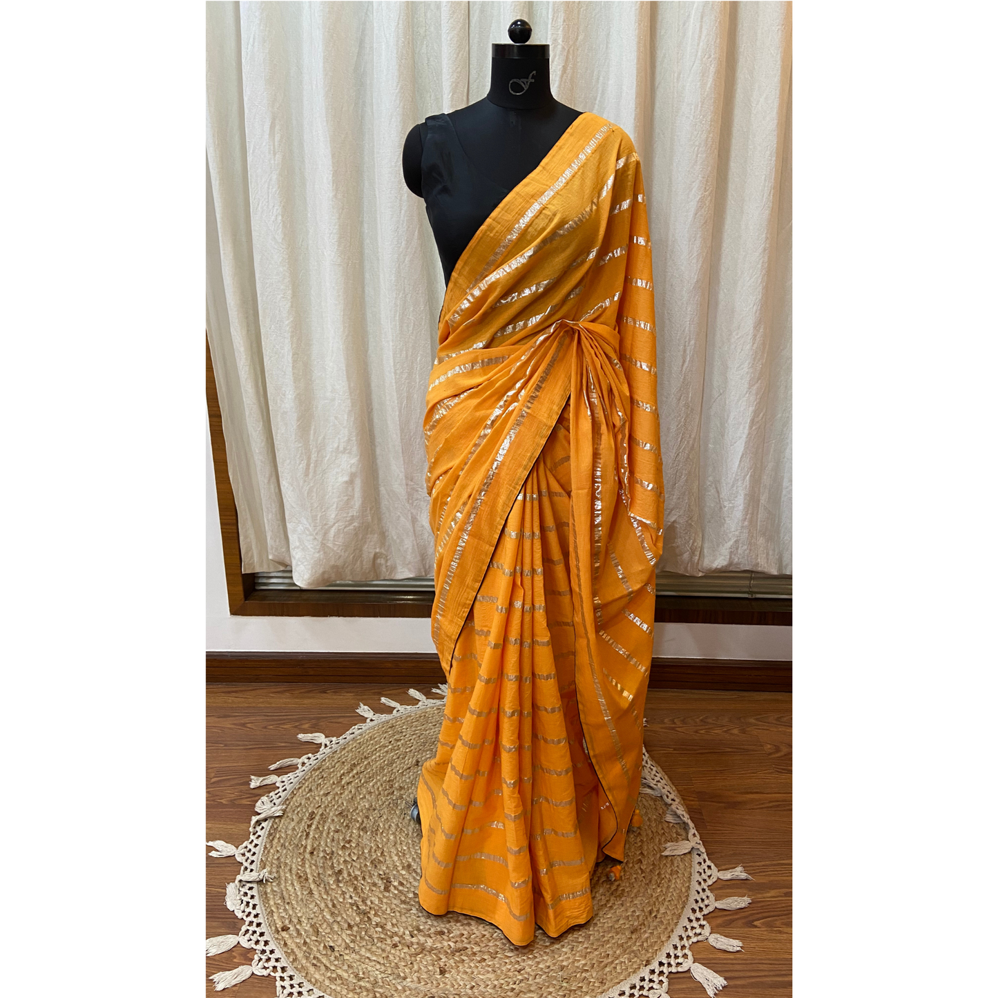 COTTON SAREE WITH SILVER LINES