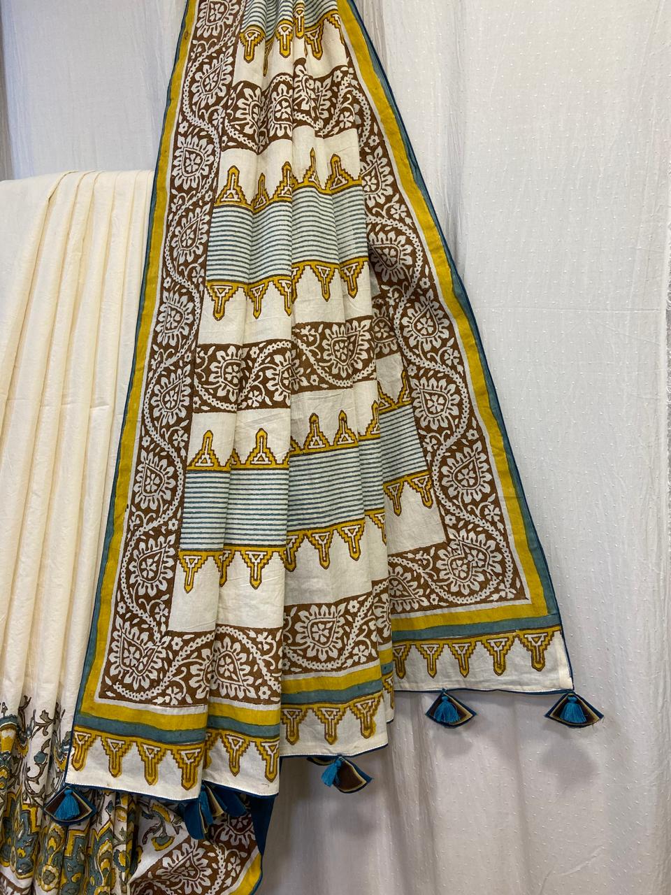 COTTON BLOCK PRINTED SAREE