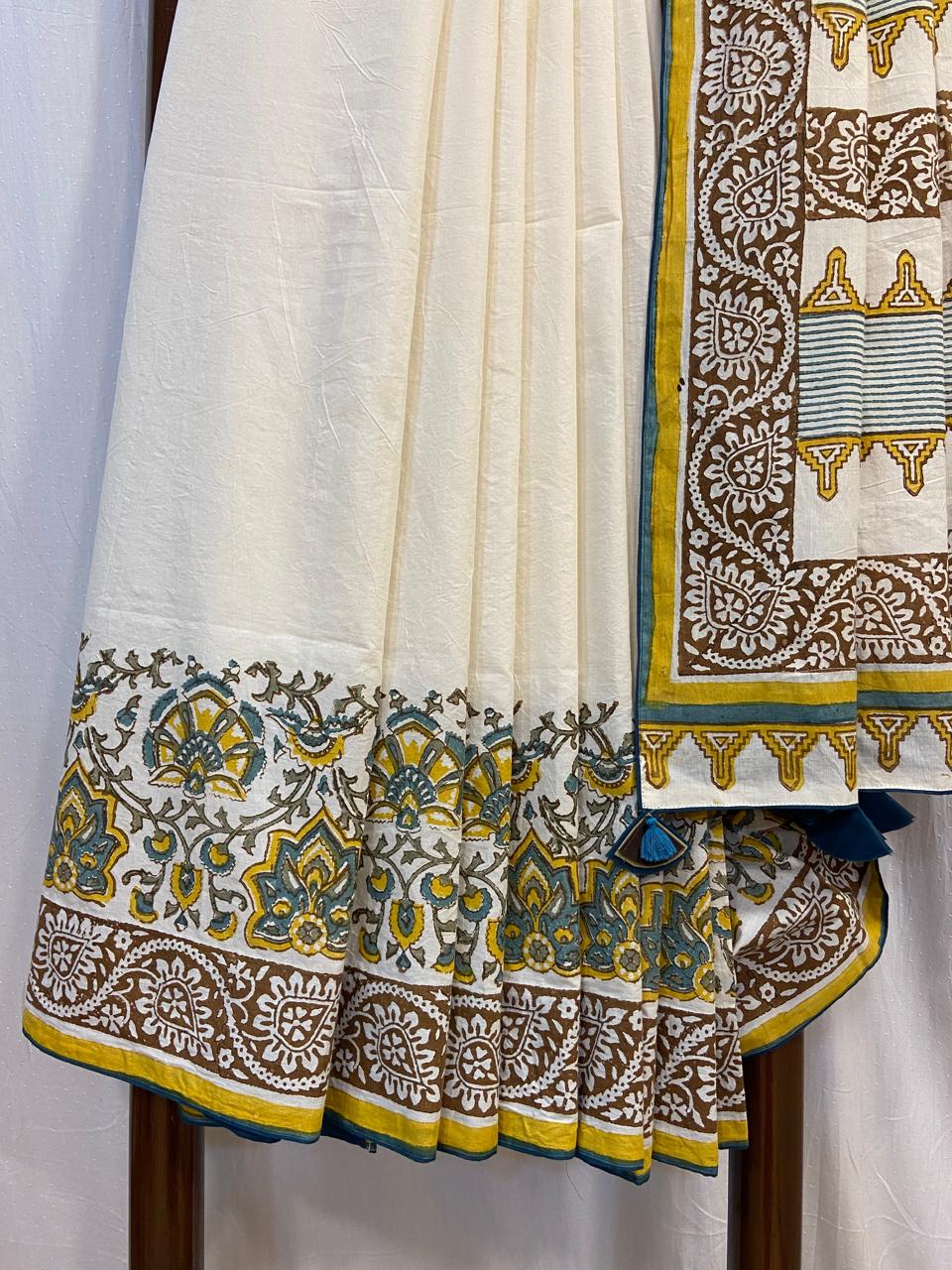 COTTON BLOCK PRINTED SAREE