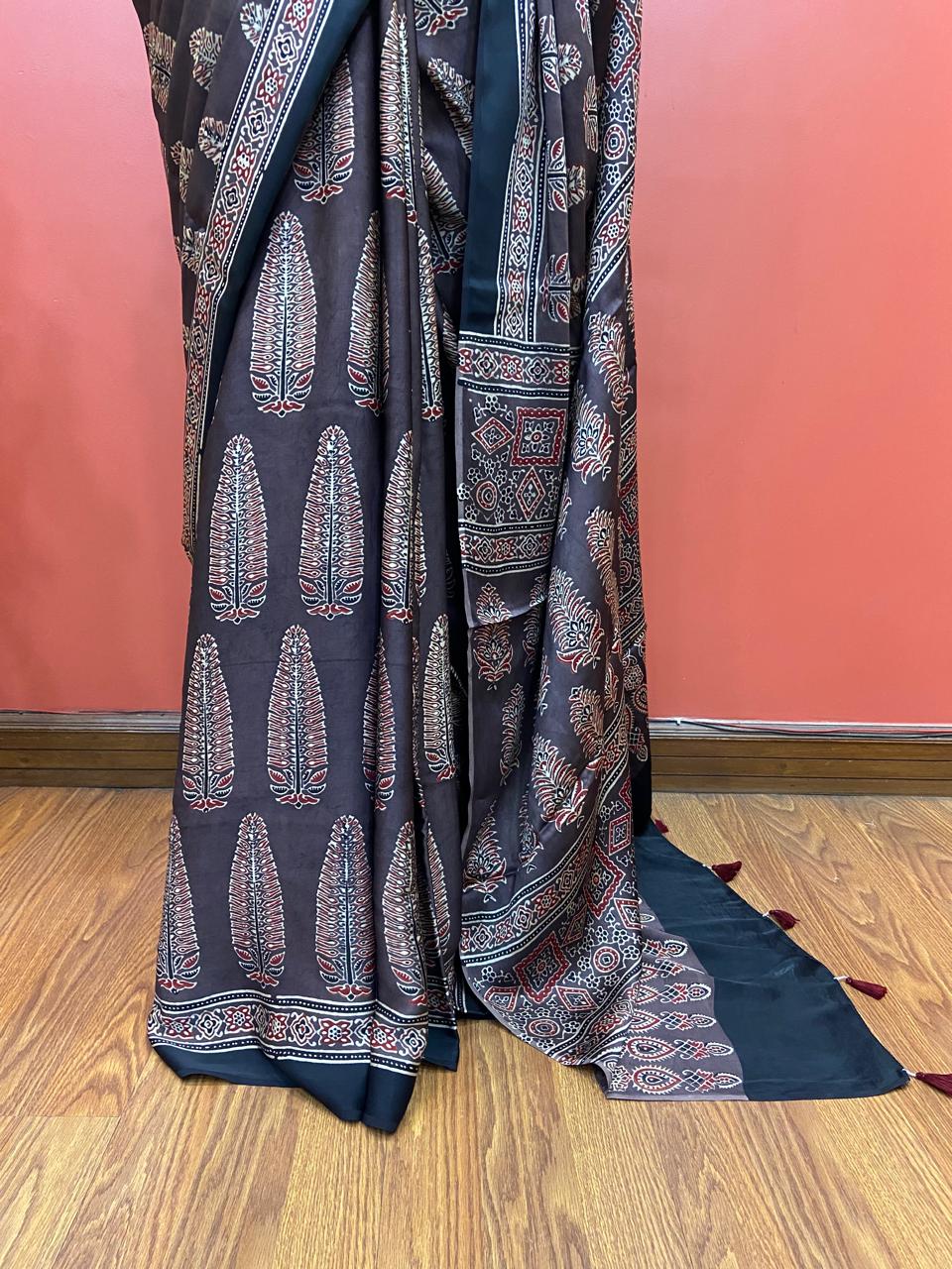 MODAL AJARAKH SAREE
