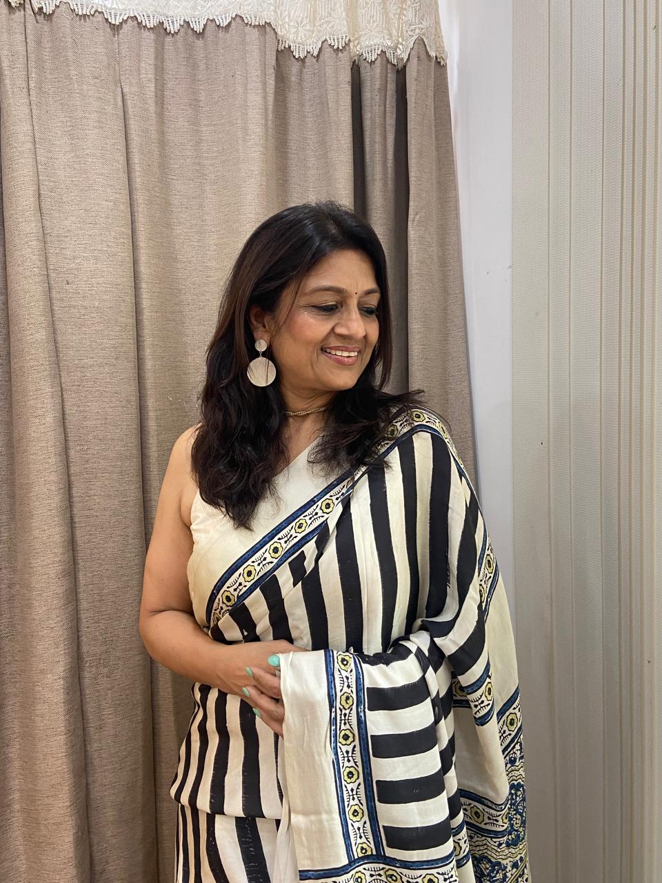 MODAL AJARAKH SAREE