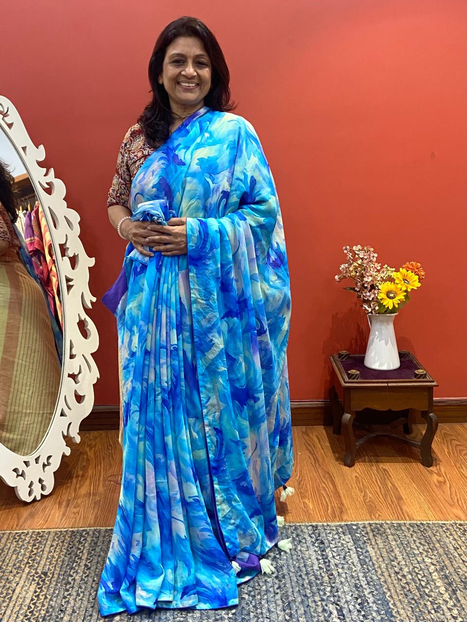 Ocean Waves Saree