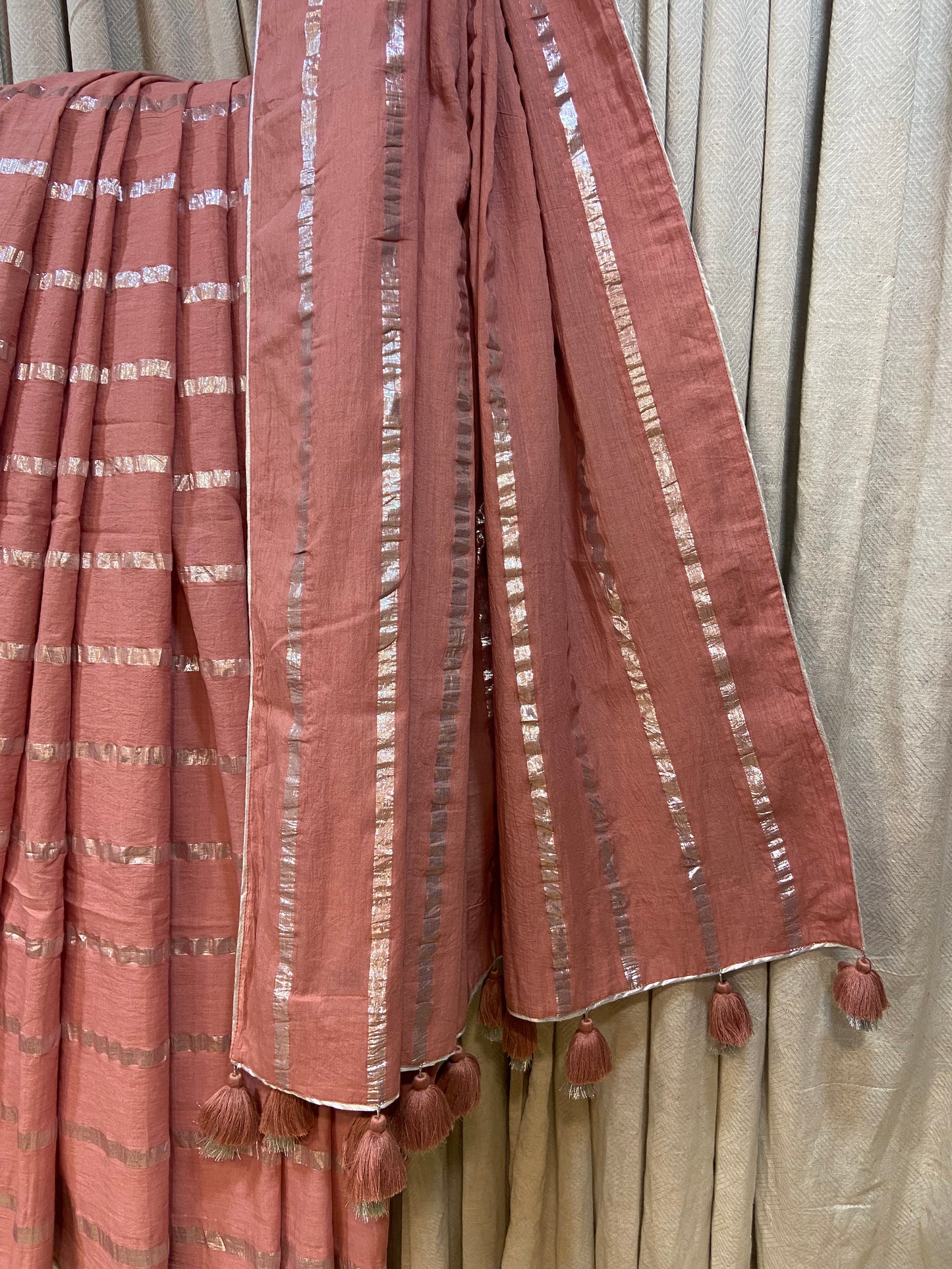 COTTON SAREE - DUSTY PINK