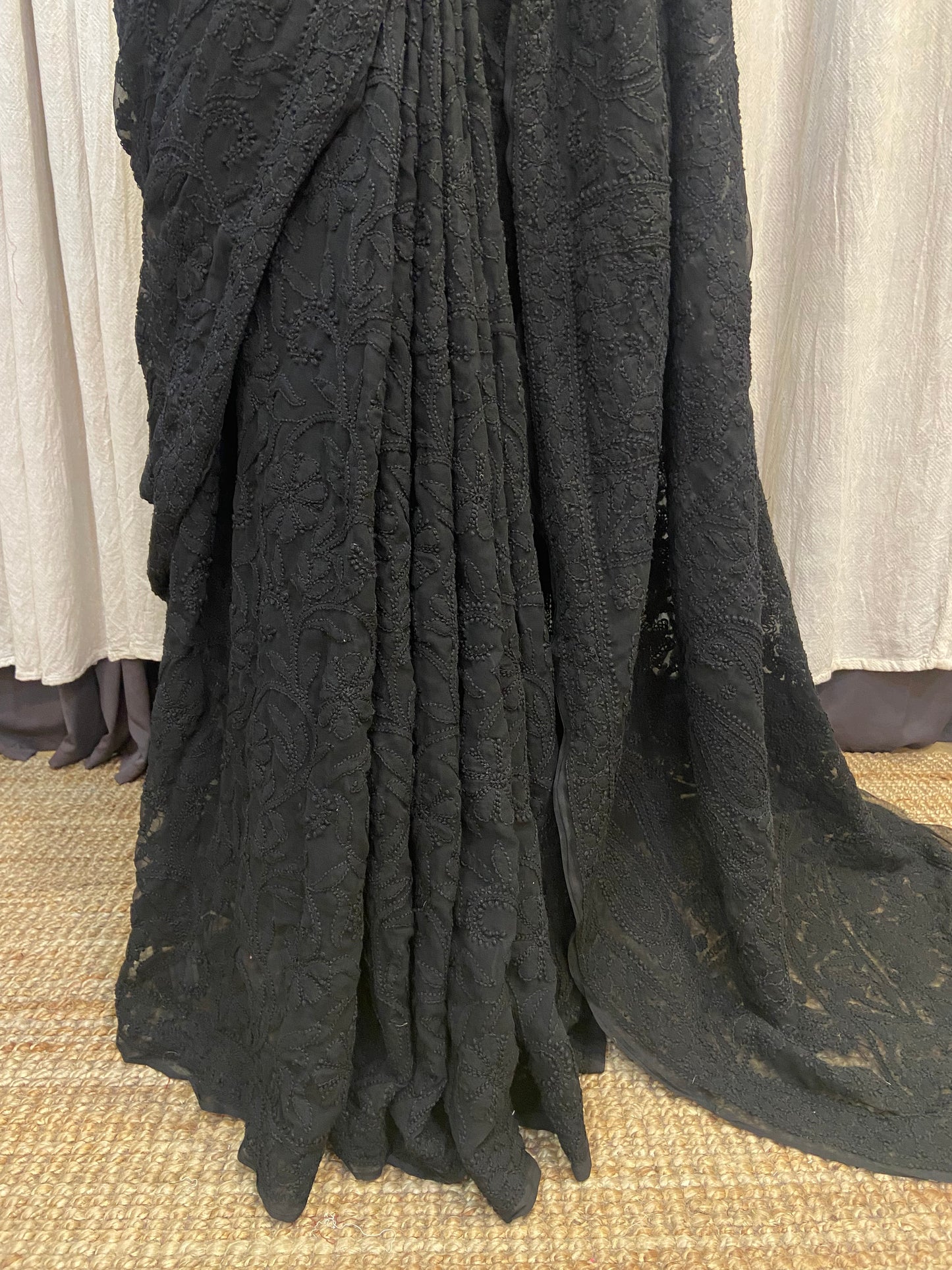 CHIKANKARI SAREE - BLACK