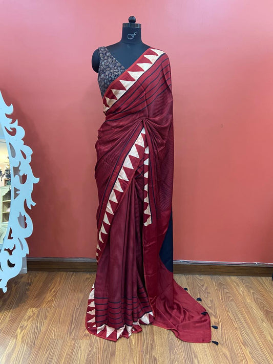 MODAL AJARAKH SAREE