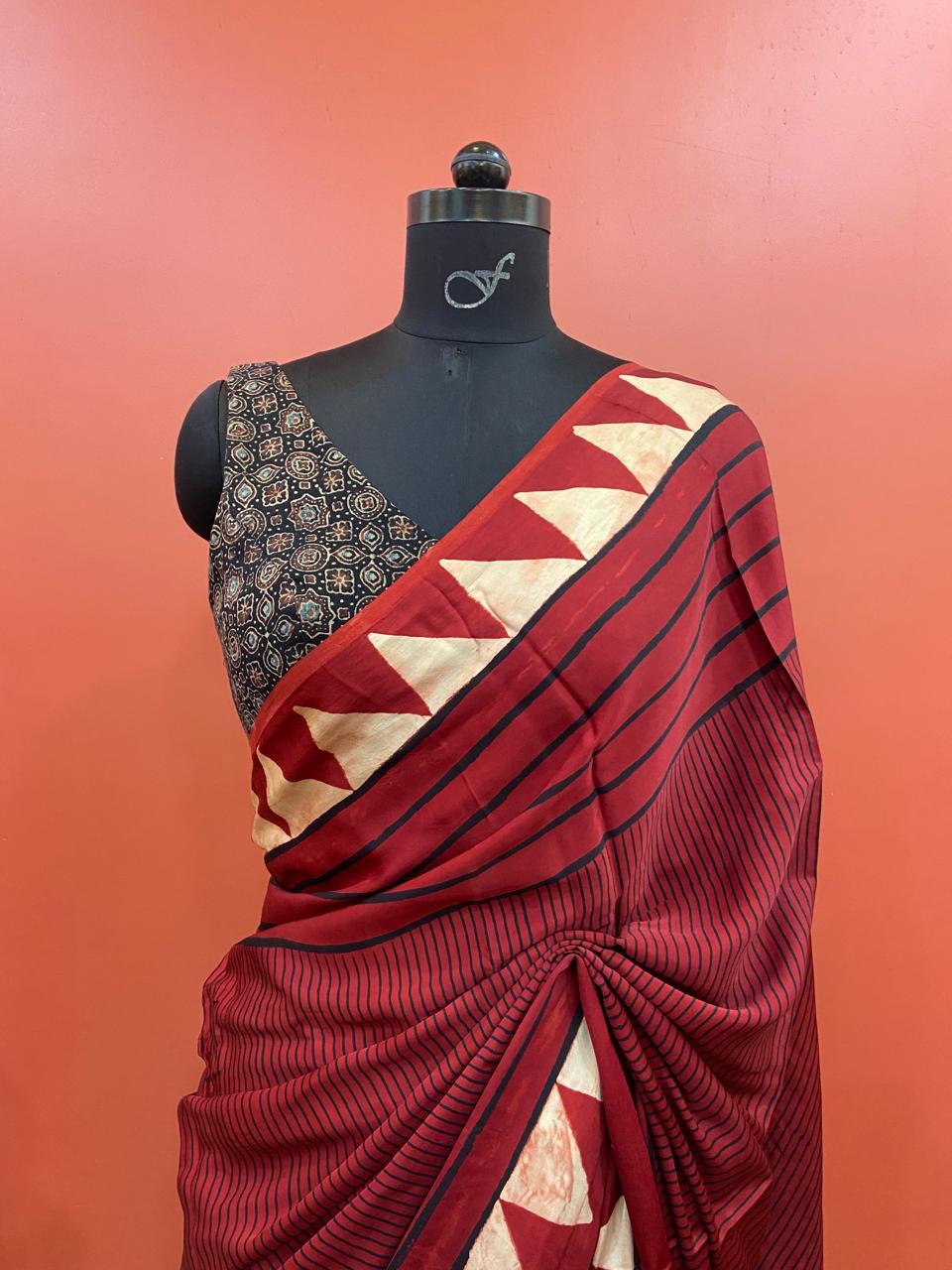 MODAL AJARAKH SAREE