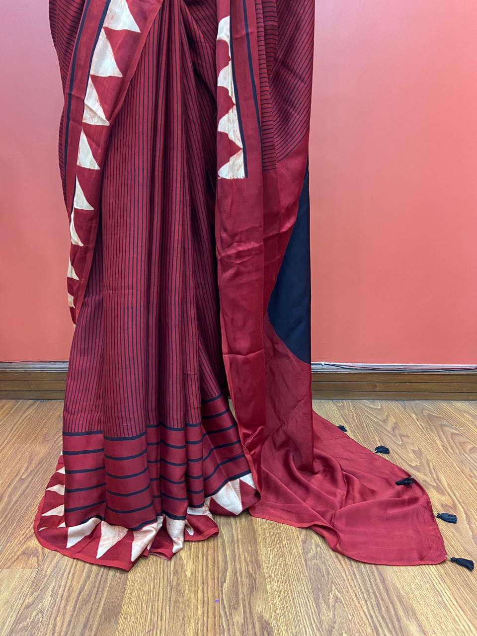 MODAL AJARAKH SAREE