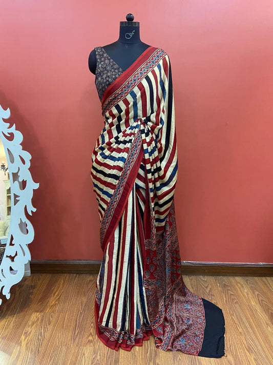 MODAL AJARAKH SAREE