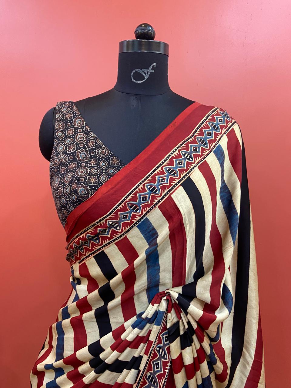 MODAL AJARAKH SAREE
