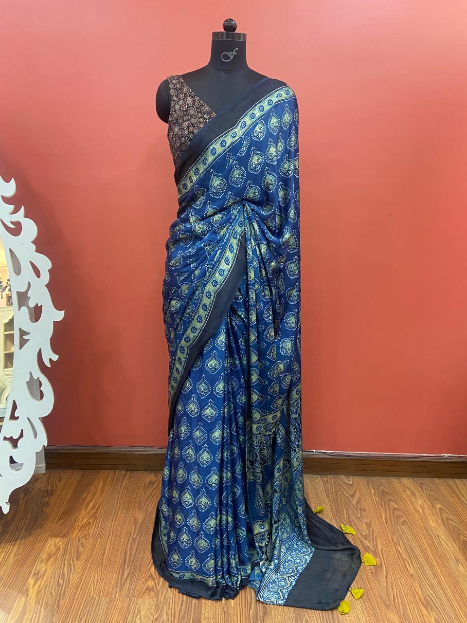 MODAL AJARAKH SAREE