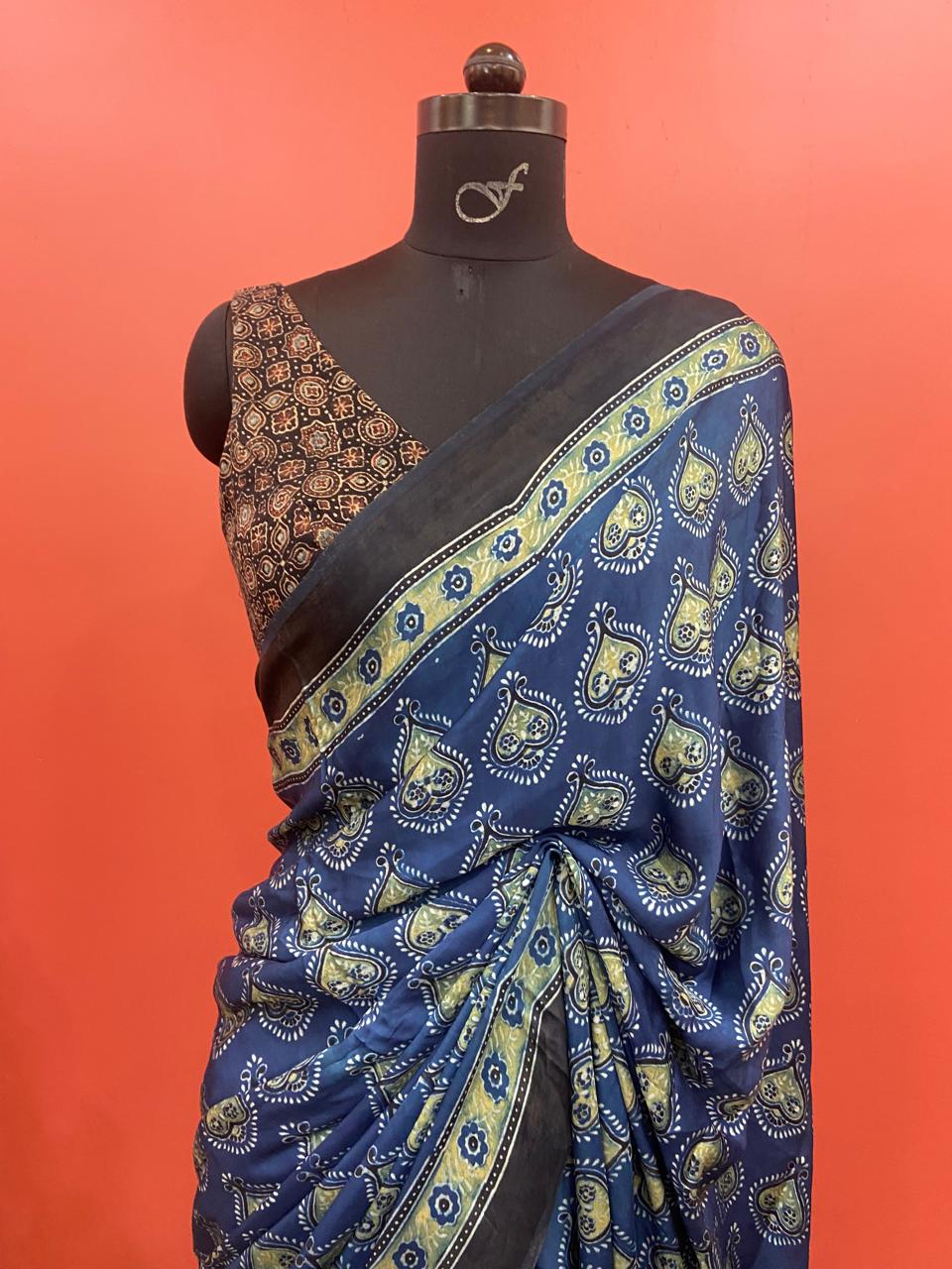 MODAL AJARAKH SAREE