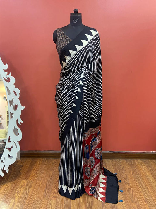 MODAL AJARAKH SAREE