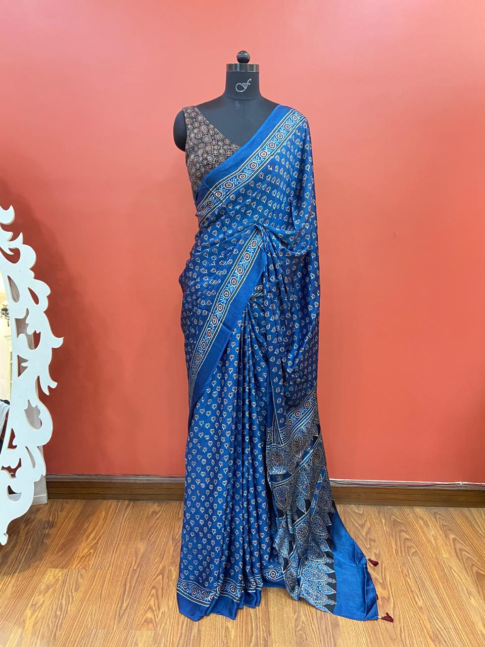 MODAL AJARAKH SAREE