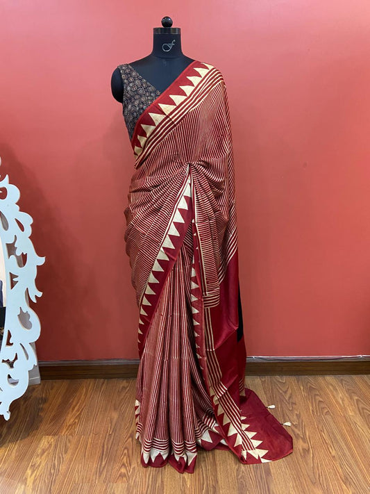 MODAL AJARAKH SAREE