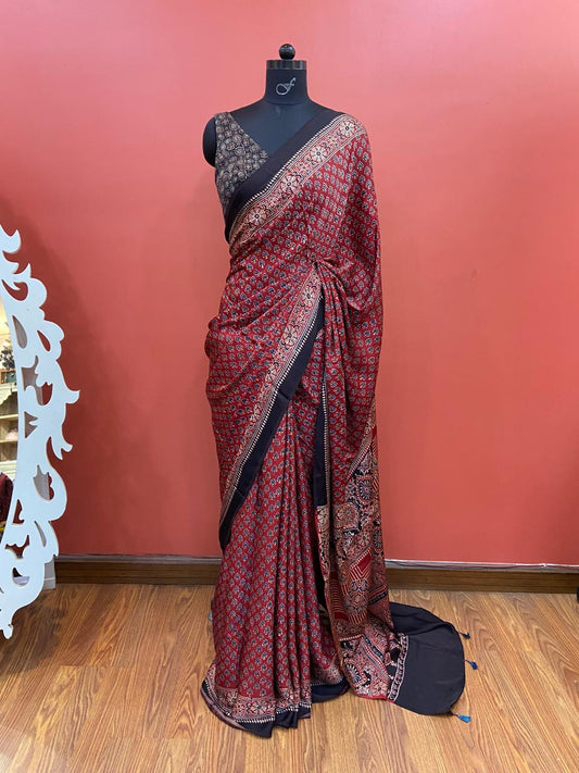 MODAL AJARAKH SAREE