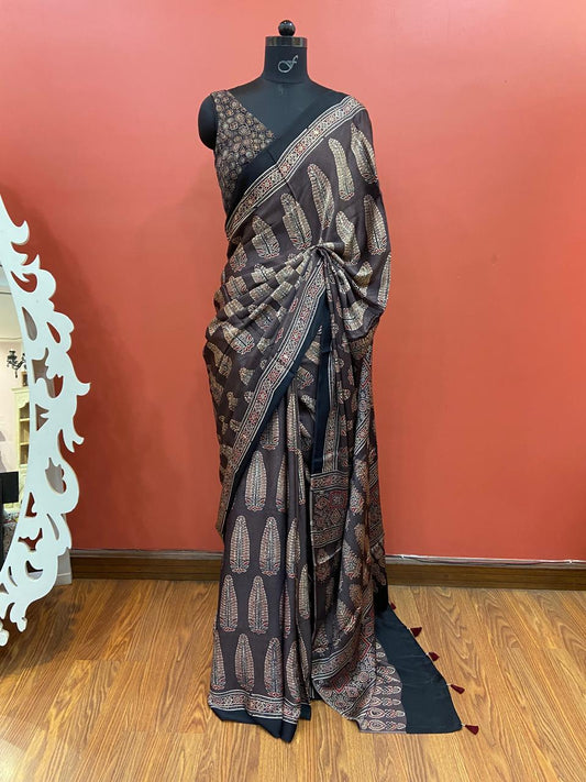 MODAL AJARAKH SAREE