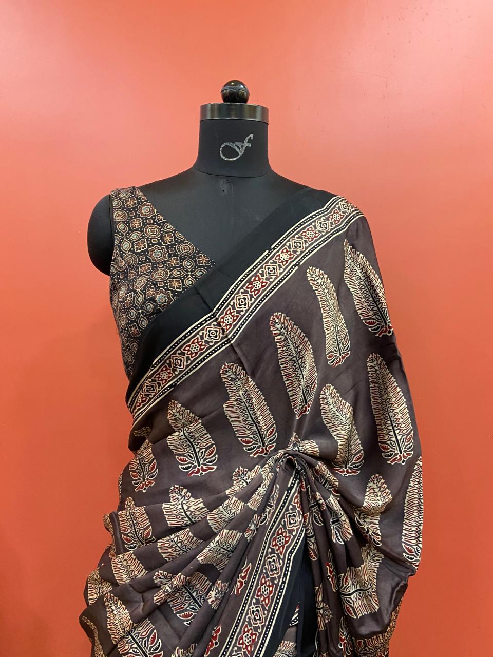 MODAL AJARAKH SAREE