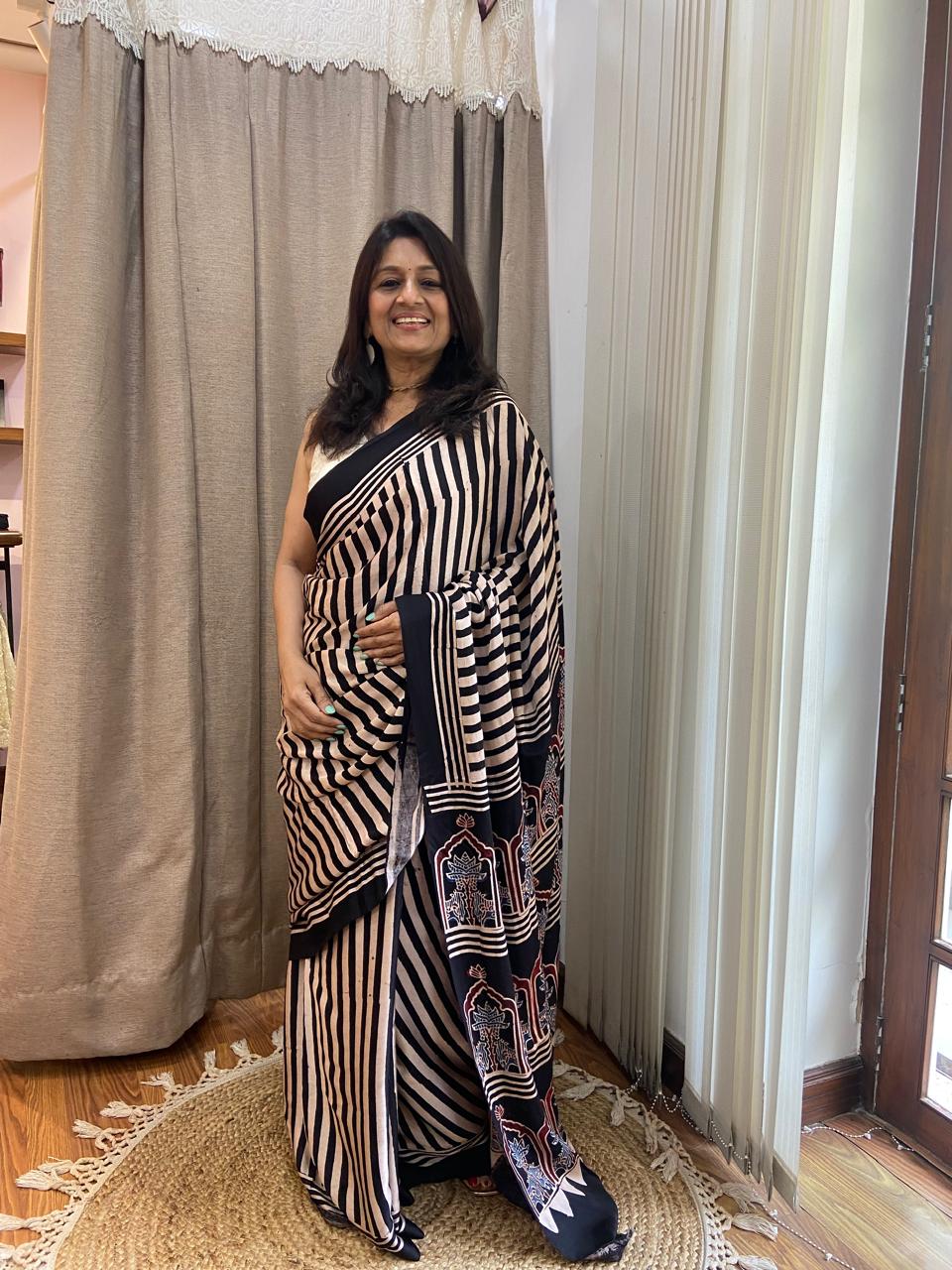 MODAL AJARAKH SAREE