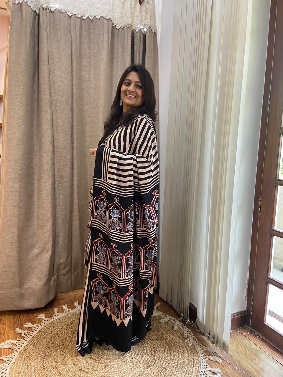 MODAL AJARAKH SAREE