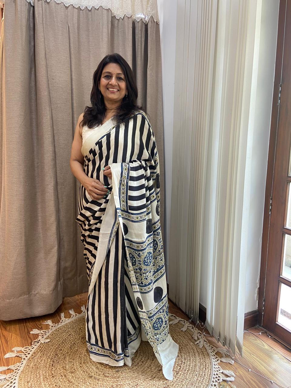 MODAL AJARAKH SAREE