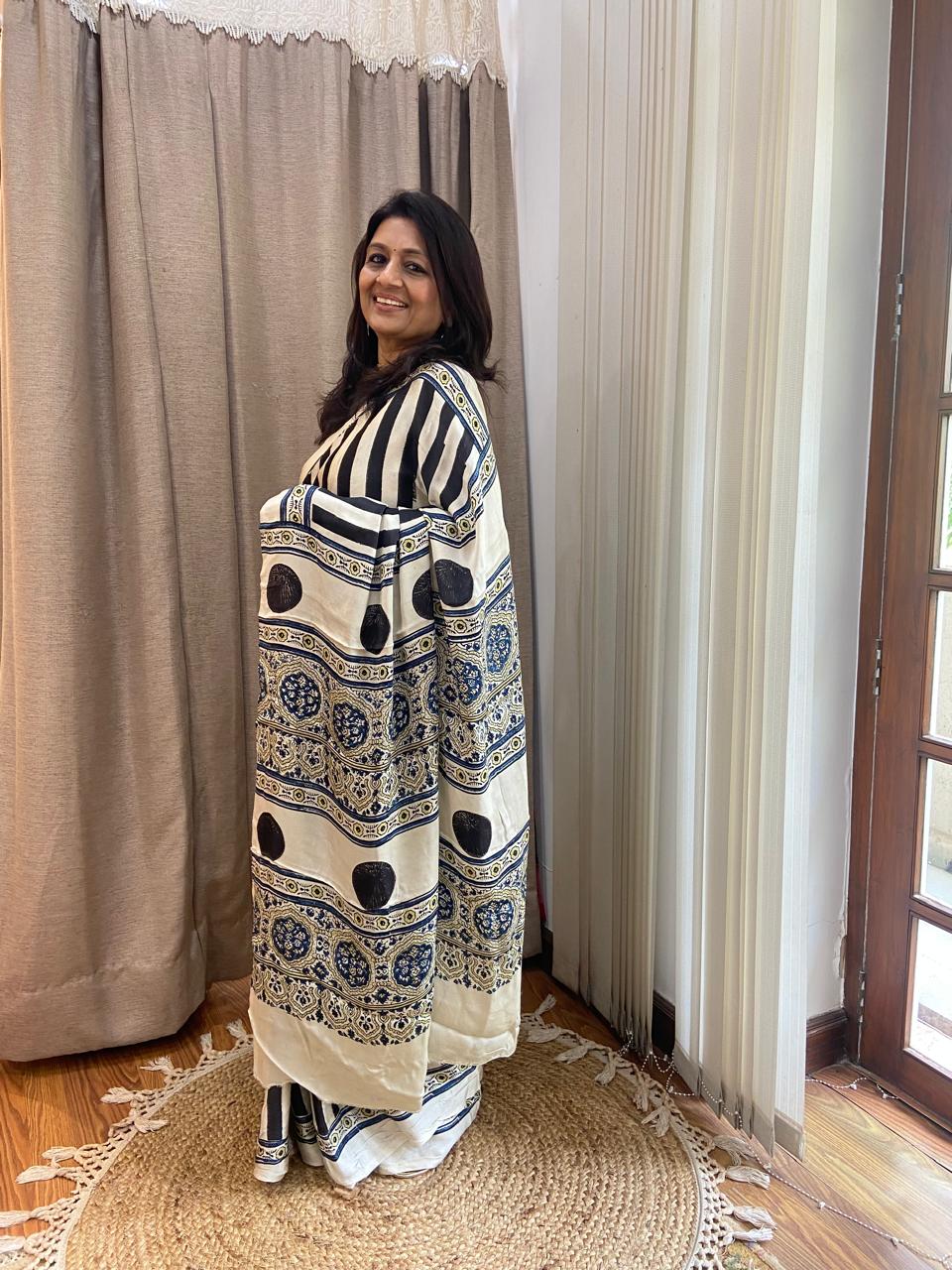 MODAL AJARAKH SAREE