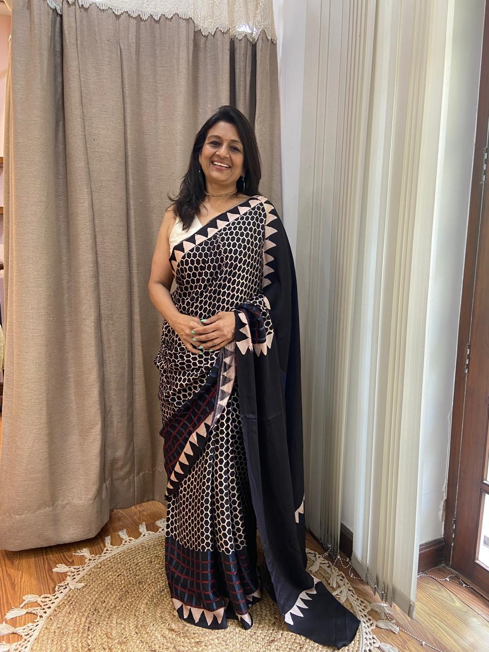 MODAL AJARAKH SAREE