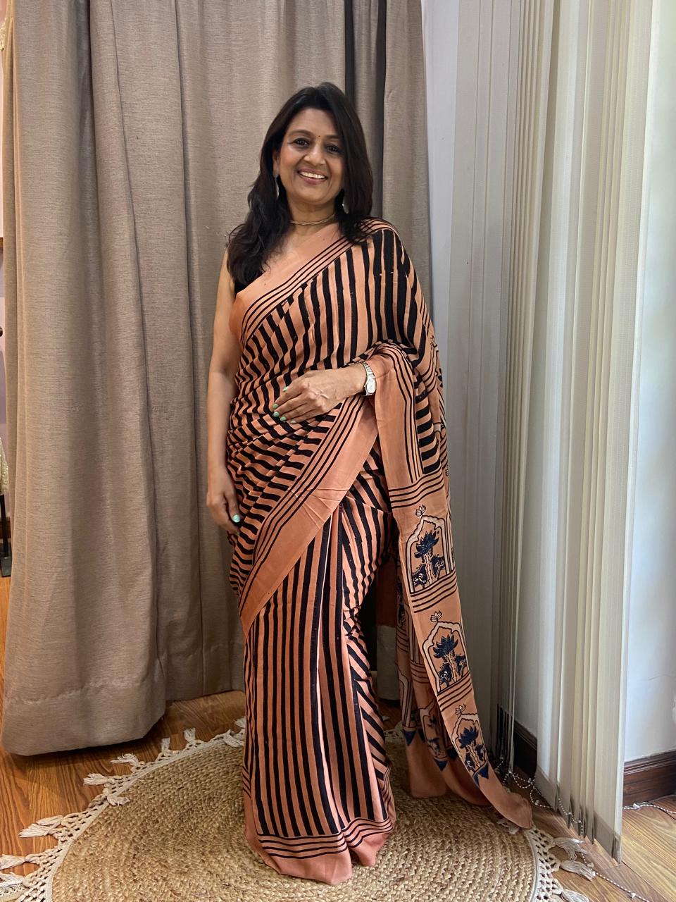 MODAL AJARAKH SAREE