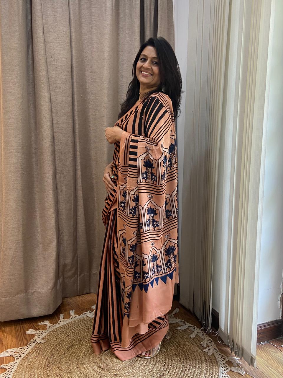 MODAL AJARAKH SAREE