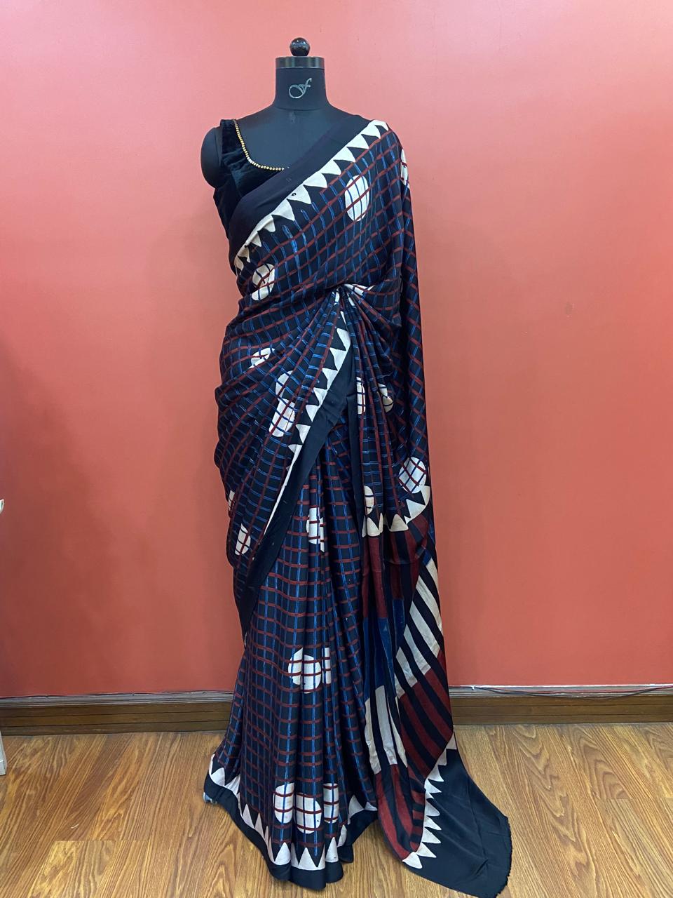 MODAL AJARAKH SAREE