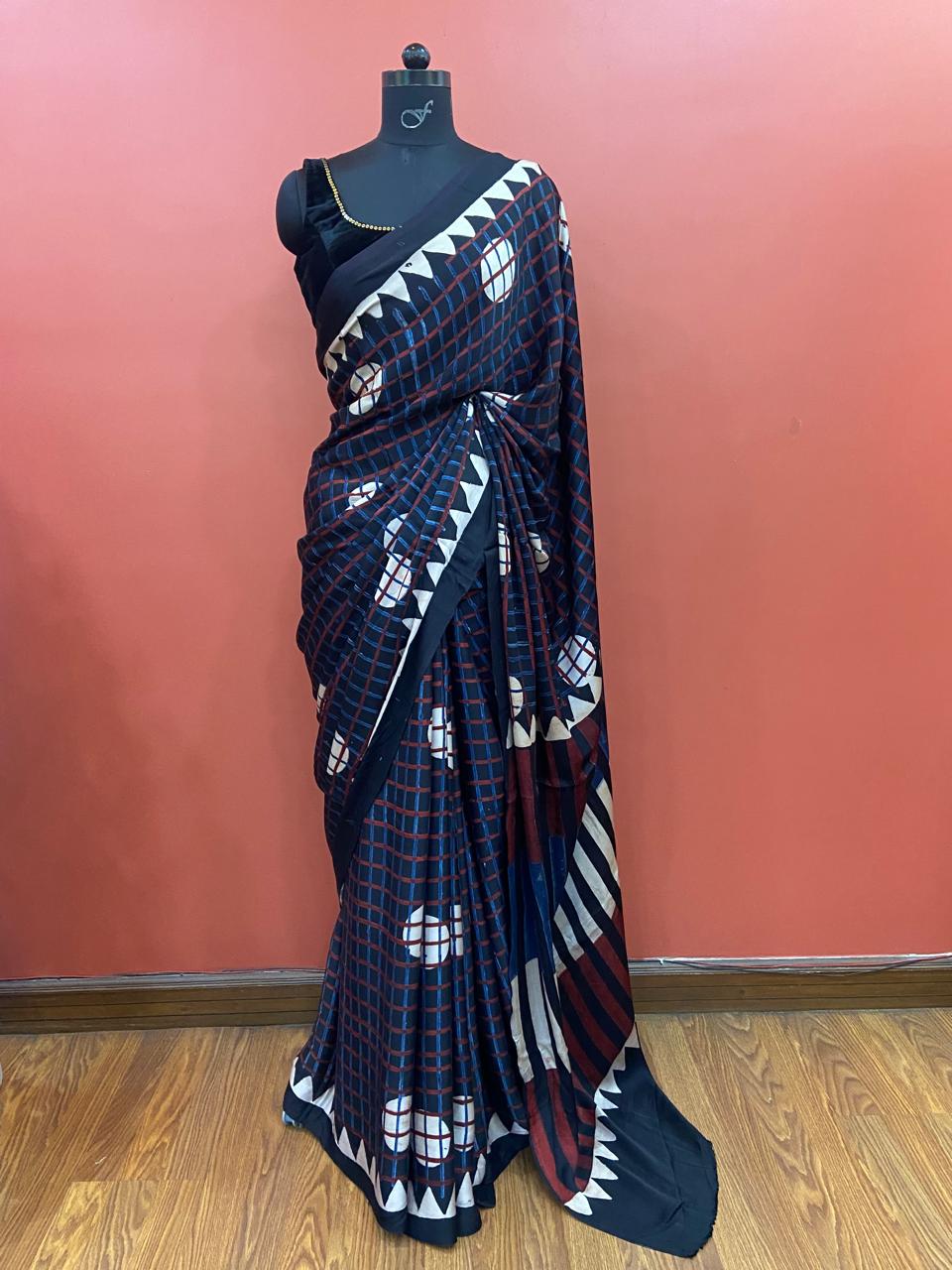 MODAL AJARAKH SAREE