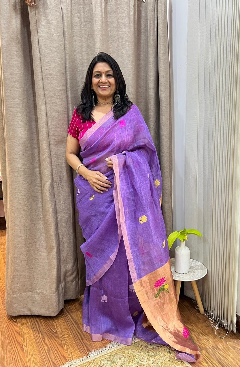 ZARI LINEN SILK SAREE