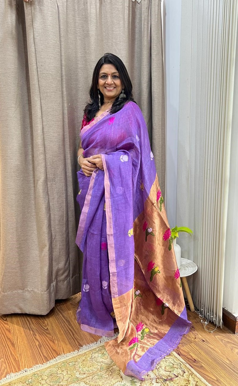ZARI LINEN SILK SAREE