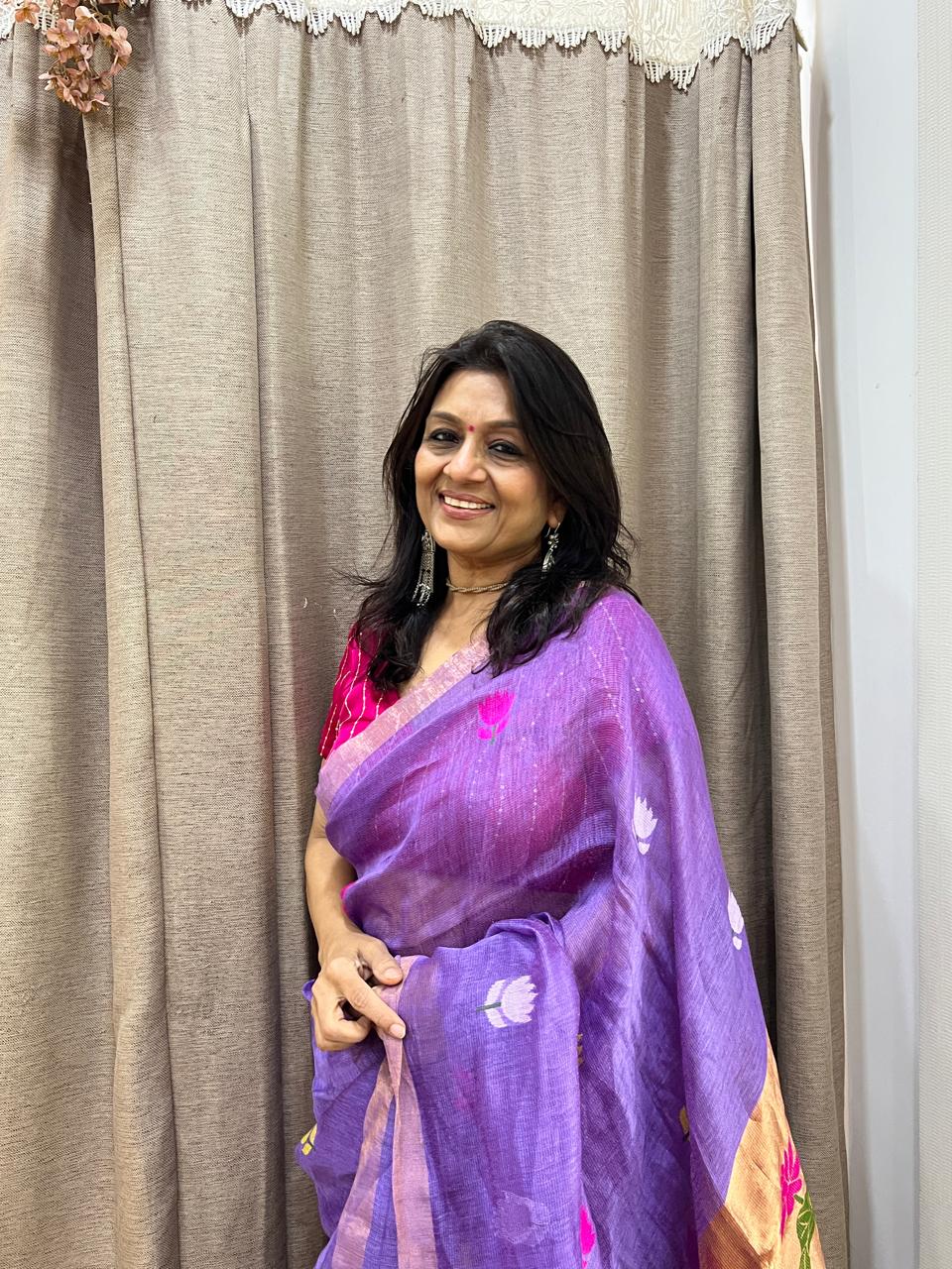 ZARI LINEN SILK SAREE