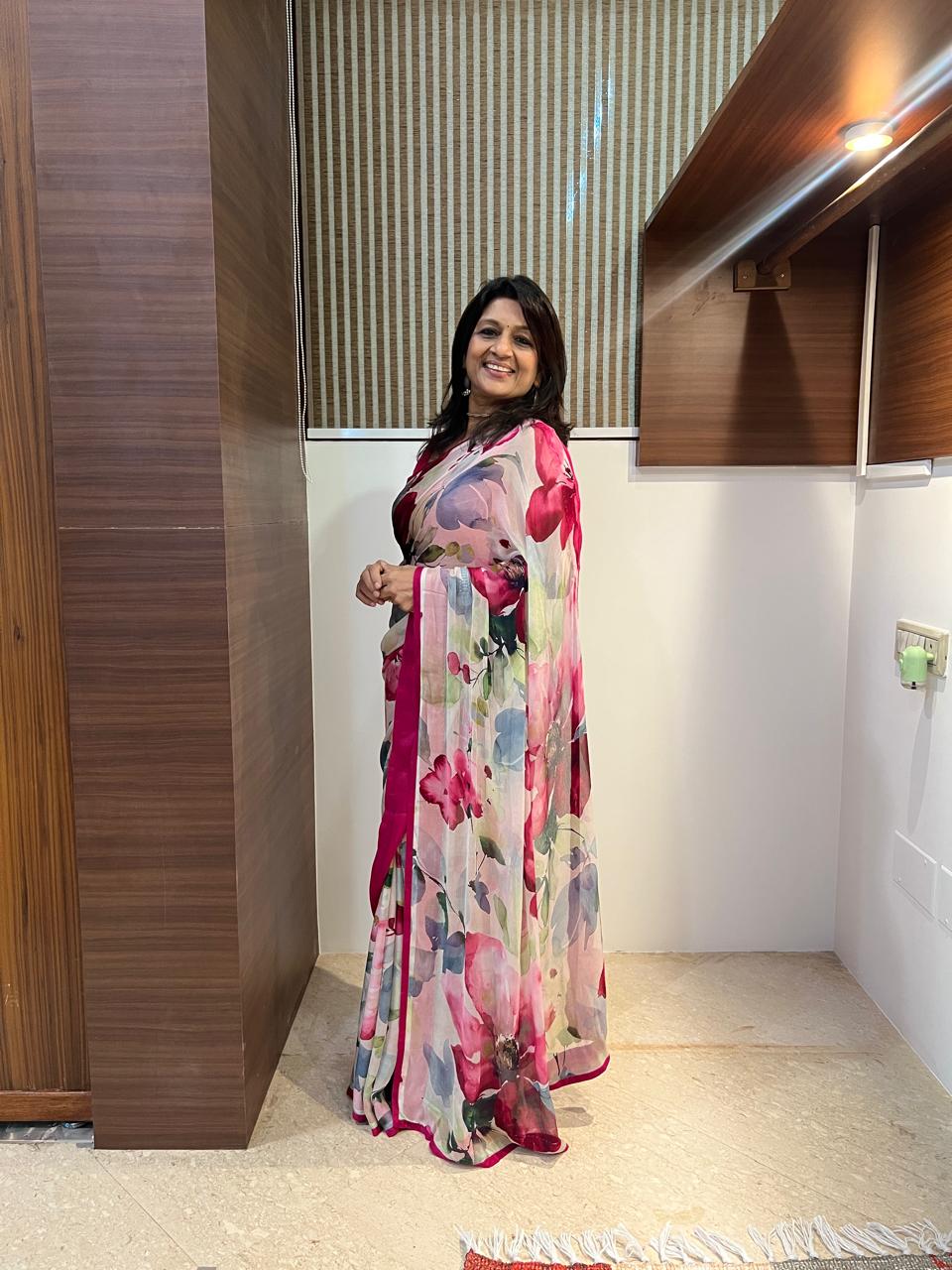 TEA DATE SAREE ( PINK)