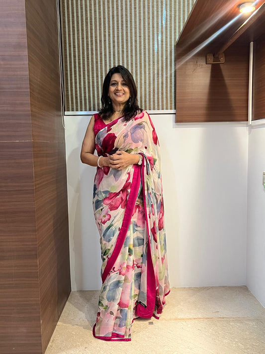 TEA DATE SAREE ( PINK)